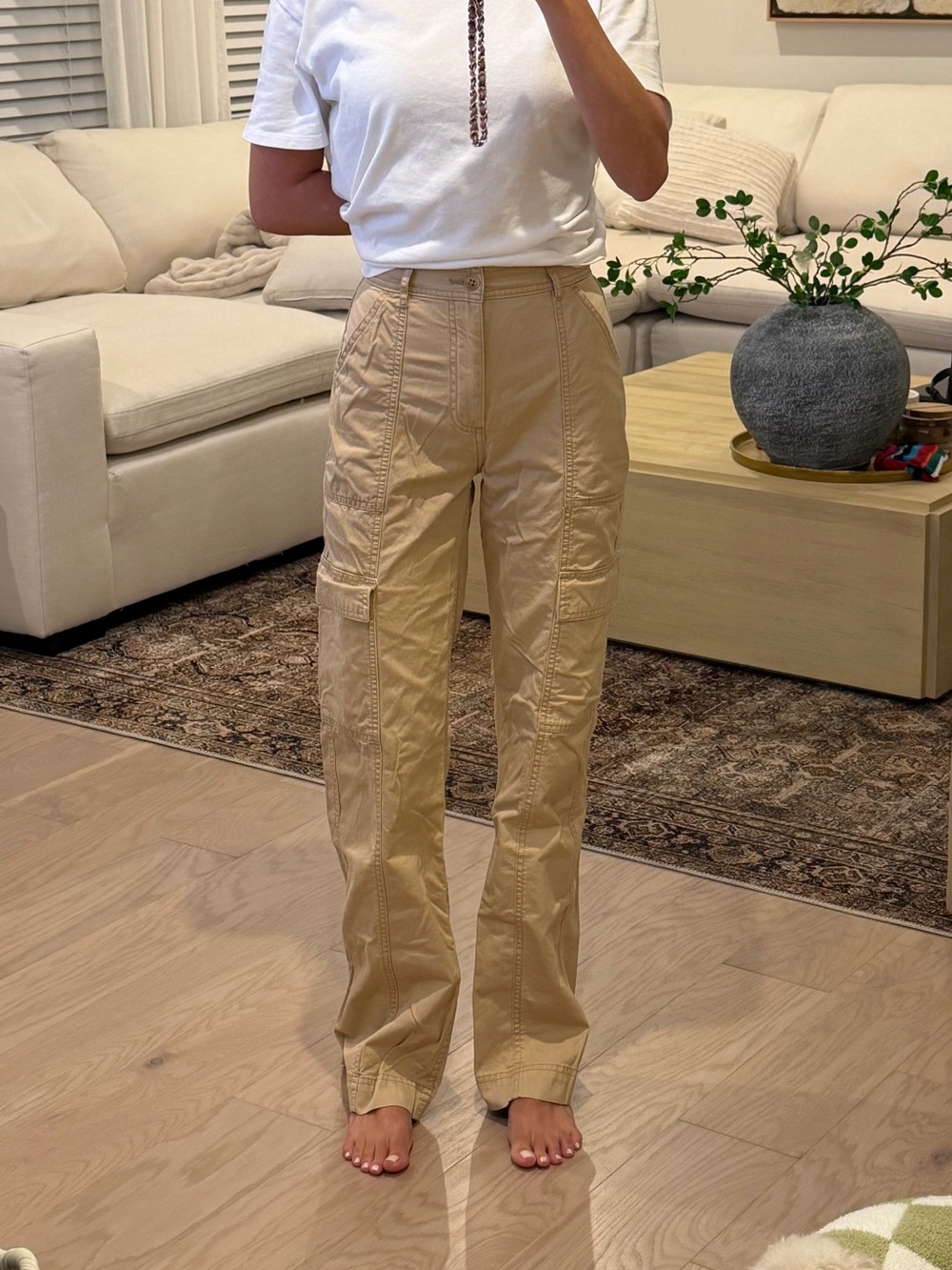 Abercrombie & Fitch Khaki Wide-Leg Utility Pants